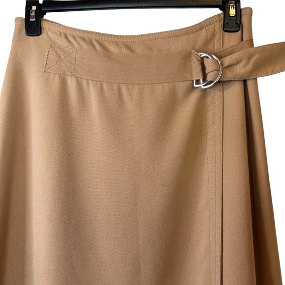 ANN TAYLOR Belted Wrap Midi Skirt in Tan Women's Size 10 - Picture 2 of 10